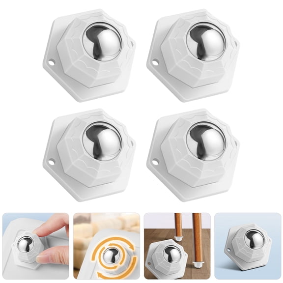 TABLZONE 4-Pack White Furniture Caster Wheels with Adhesive Backing, Smooth and Quiet Rotation for Easy Mobility and Noise-Free Movement