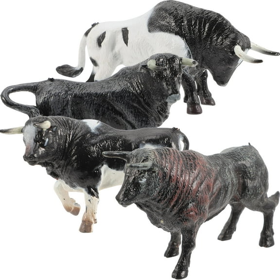 TABLZONE 4-Piece Small Glass Cow Figurine Set in Assorted Colors for Garden and Home Decoration