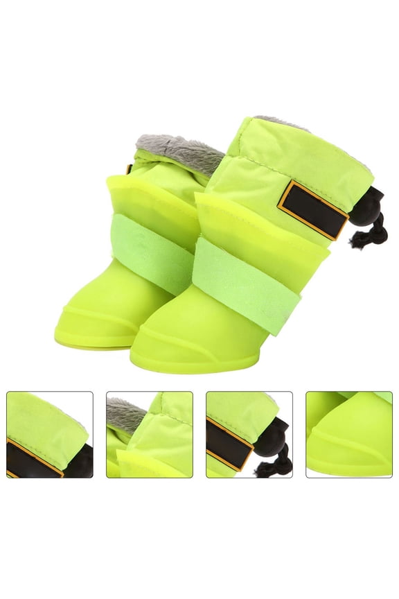 Green Silicone Pet Galoshes, and Comfortable Booties for Dogs, 4 Pieces for Rainy Weather