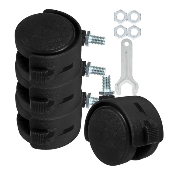 TABLZONE 4-Pack Heavy Duty Brake Caster Wheels with Plate for Office Furniture, Black, and Smooth Rolling