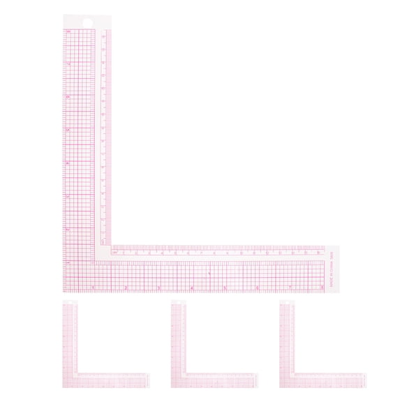 TABLZONE 4Pcs Lightweight L Shape Sewing Ruler Set with Durable Plastic for Fashion Pattern Making