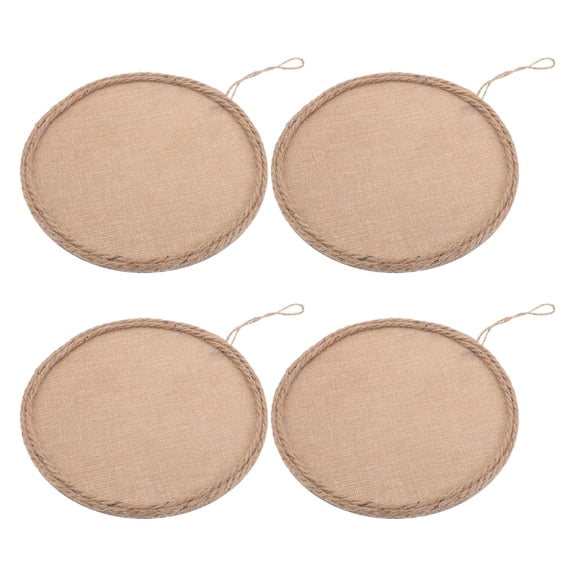 TABLZONE 4Pcs Linen Canvas Board with Burlap Fabric and Jute Rope Frame for DIY Art Projects