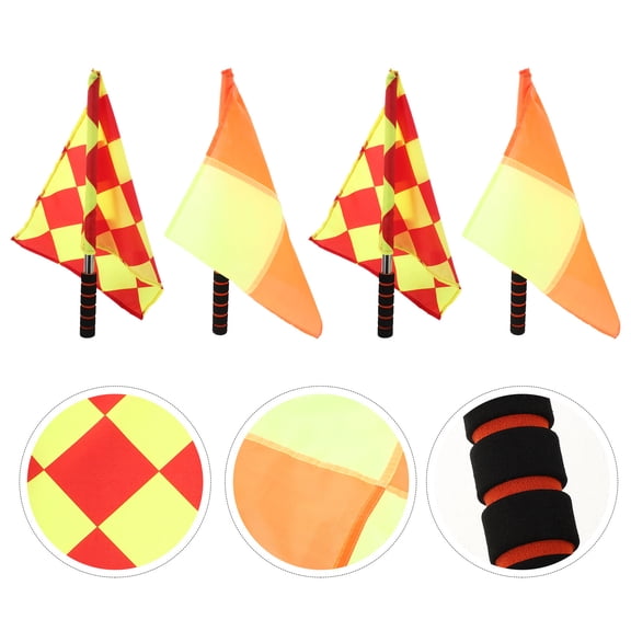 TABLZONE Set of 4 Professional Sports Referee Flags with Checkered Pattern and Ergonomic Grip for Athletic Events and Competitions
