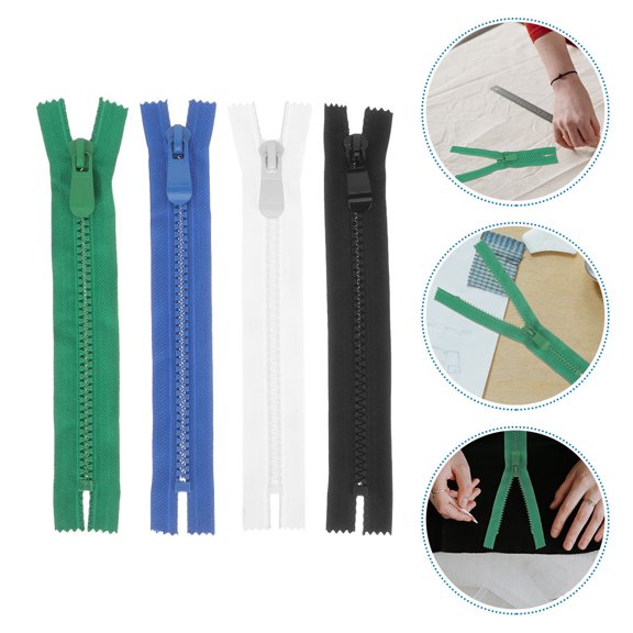 TABLZONE 4Pcs Open End Zippers with Self Locking Tail for Garment Repair and Backpack Accessories Multi Use