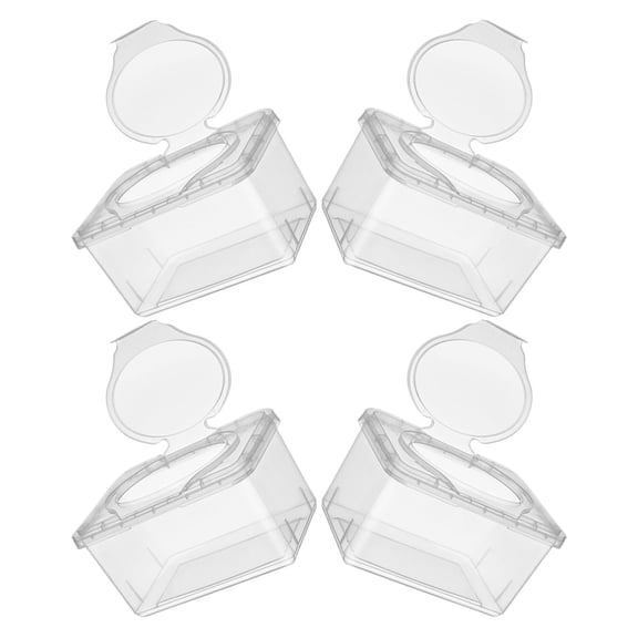 TABLZONE Set of 4 Transparent Reusable Tissue Boxes with Easy Pull Lid, Portable Travel-Friendly Design