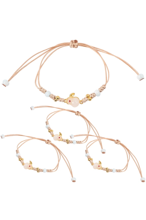 4Pcs Rabbit Jewelry Woven Wrist Rope Animal Bracelets Fashionable for Friends and Family