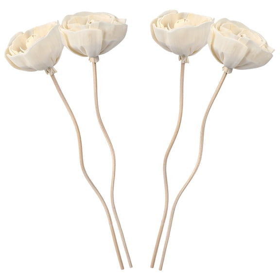 TABLZONE 4-Pack Khaki Rattan Reed Diffuser Sticks with Dried Flowers for Stylish and Elegant Home Fragrance Decor