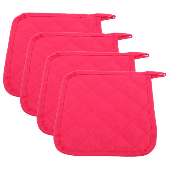 TABLZONE 4Pcs Rosy Square Pot Holders with Enhanced Thermal Shielding for Kitchen Cooking and Baking Protection