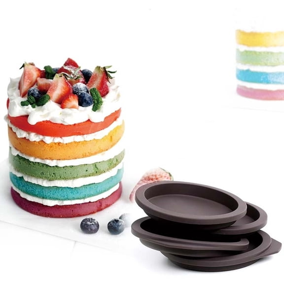 TABLZONE 4Pcs Round Silicone Cake Mold Green Nonstick Baking Plate for Chocolate Candy and Biscuit