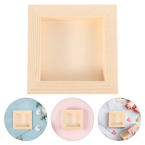 TABLZONE 10x10x2cm Beige Wood Photo Frames Unfinished 4 Pieces