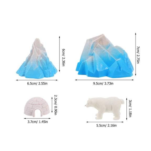 TABLZONE 4-Piece Mini Ice House Models with Animal Figures and Detailed Snowy Landscape Decorations