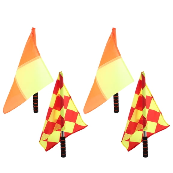 TABLZONE 4Pcs Professional Checkered Linesman Flags for Soccer Football Athletic Competitions