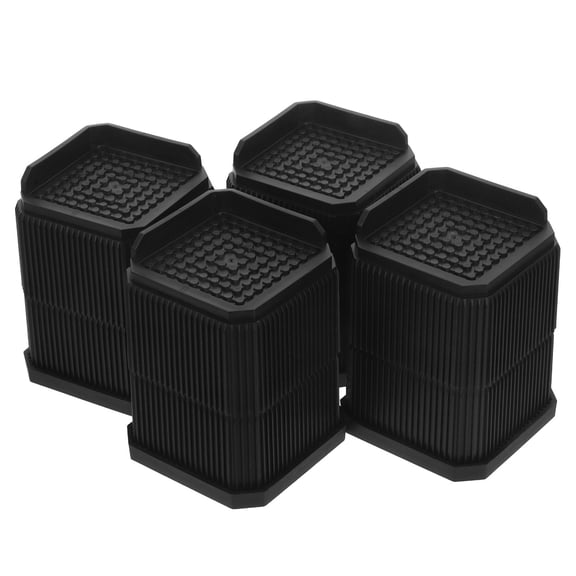 TABLZONE 4Pcs Stackable Furniture Risers Black Floor Protectors for Desk Sofa Bed Legs