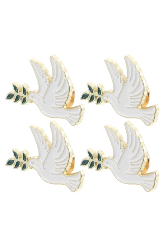 Set of 4 White Metal Peace Brooch Pins, Unique Decorative Accessories for Jackets and Bags