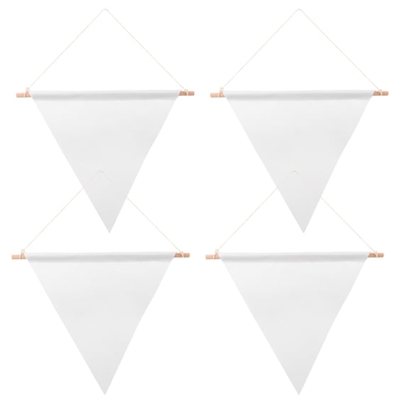 TABLZONE Water-Resistant White Canvas Blank Flags for DIY Decorative Use 4Pcs