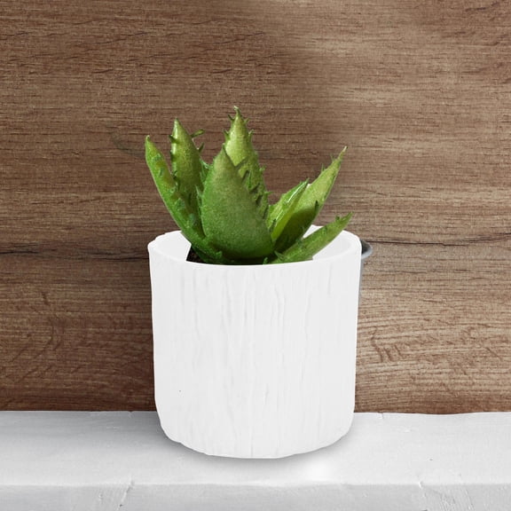 TABLZONE 4Pcs White Tree Stump Plastic Planters Rustic Flower Holders for Home Decoration