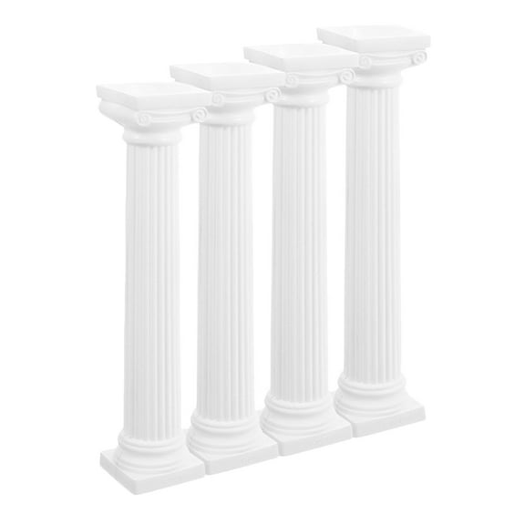 TABLZONE 4Pcs White Roman Pillars Decorations Durable Plastic Ornaments for Outdoor Garden and Entryway