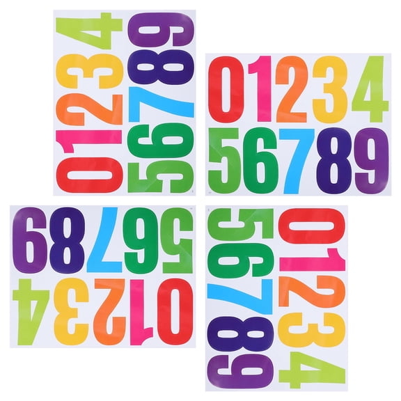 TABLZONE 4Sets Large Waterproof Number Stickers Multicolor Vinyl Self Adhesive for Classroom Floor Lockers