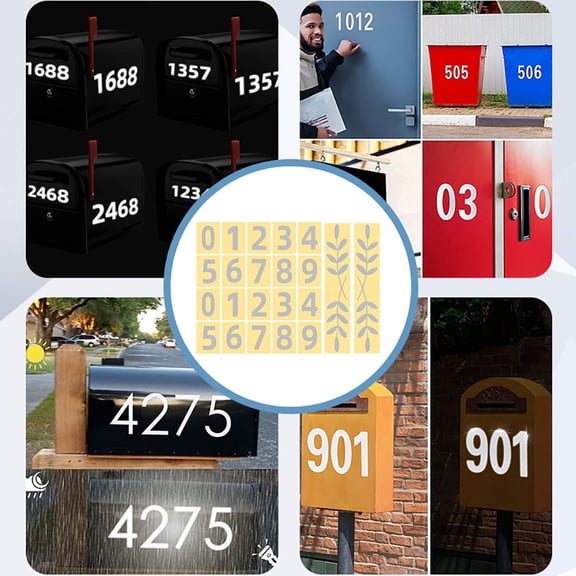 TABLZONE 4 Sets of Mailbox Stickers Silver PVC Reflective for Numbering Outdoor Mailboxes