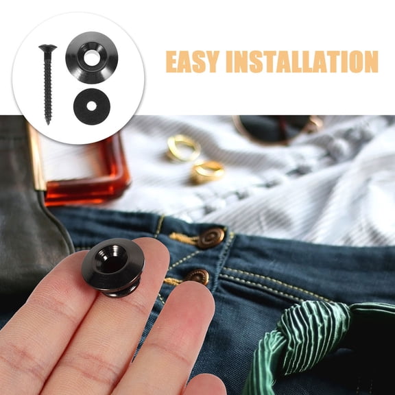 TABLZONE 4X Copper Strap Buttons Black for Acoustic Guitar Locking Design and Easy Installation