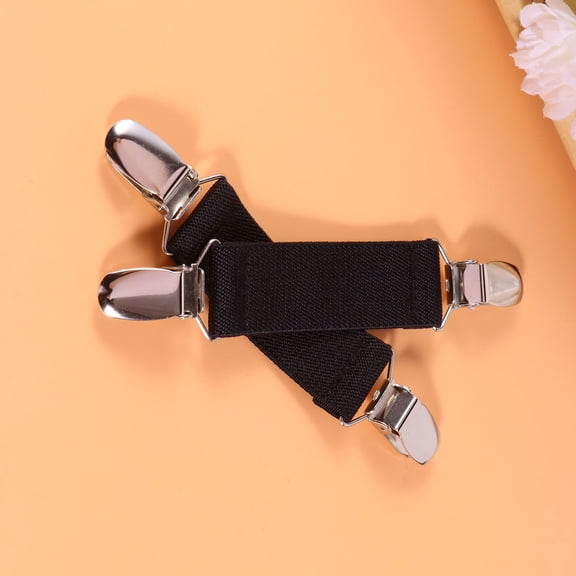 TABLZONE Elastic Grippers Belt Black Metal Sofa Non-Slip Fastener for Home 4Pcs