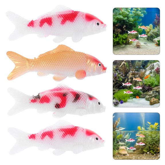 TABLZONE Plastic Koi Fish Fish Tank Figurine Multi 4Pcs