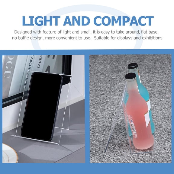 TABLZONE 4pcs Slanted Display Stand Acrylic Transparent Simple Shaped Menu Holder for Retail Stores