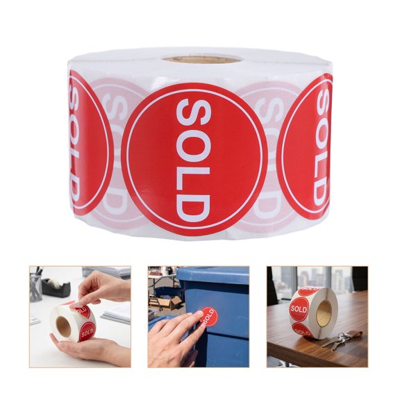 TABLZONE 500Pcs Round Red Sold Stickers 2 Inch Self Adhesive Inventory Control Labels for Retail Store Pricing