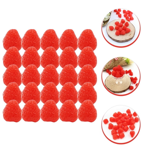 TABLZONE 50Pcs Artificial Strawberry Decor Red Lifelike Simulation Fruits Model for Home Photography and Decoration