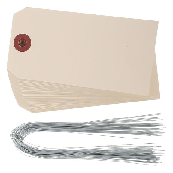 TABLZONE 50Pcs Beige Manila Tags with Eyelets Sturdy Packaging Tags for Shipping and DIY Use
