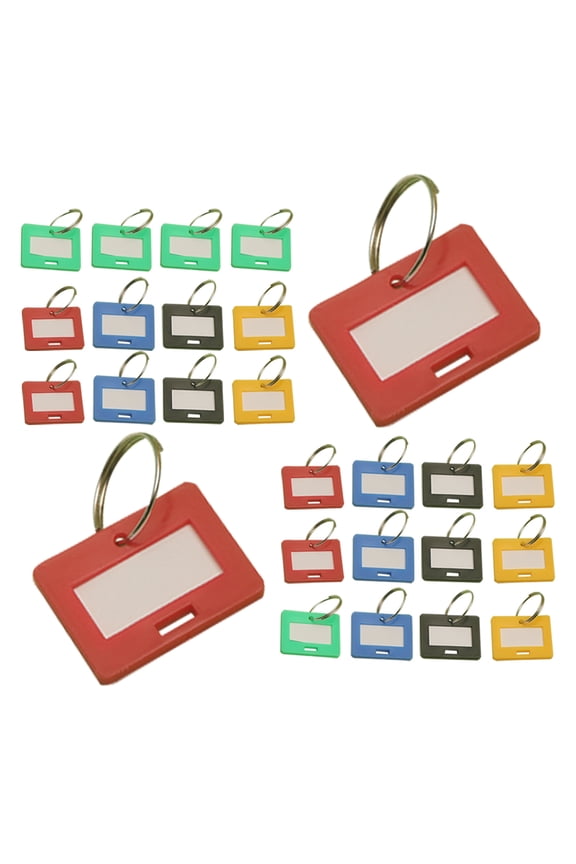E 50Pcs Plastic Number Key Tags with Metal Keychain Assorted Color for Key Organization