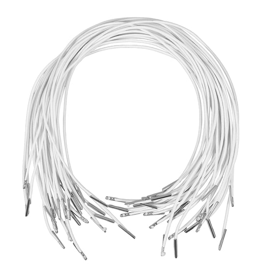 TABLZONE 50Pcs Elastic Band with Metal Ends White Stretchy Rope for Face Masks and Crafts