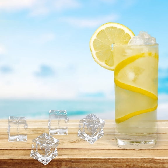TABLZONE 50Pcs Transparent Artificial Ice Cubes Acrylic Decorative Fake Ice Cubes for Wedding