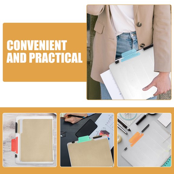 TABLZONE 50Pcs Plastic Tabs for Hanging File Folders Assorted Color with Large Writable Inserts