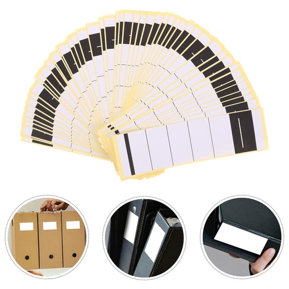 TABLZONE 50Pcs Self Adhesive White Shelf Label Strips for Office Filing and Document Categorization