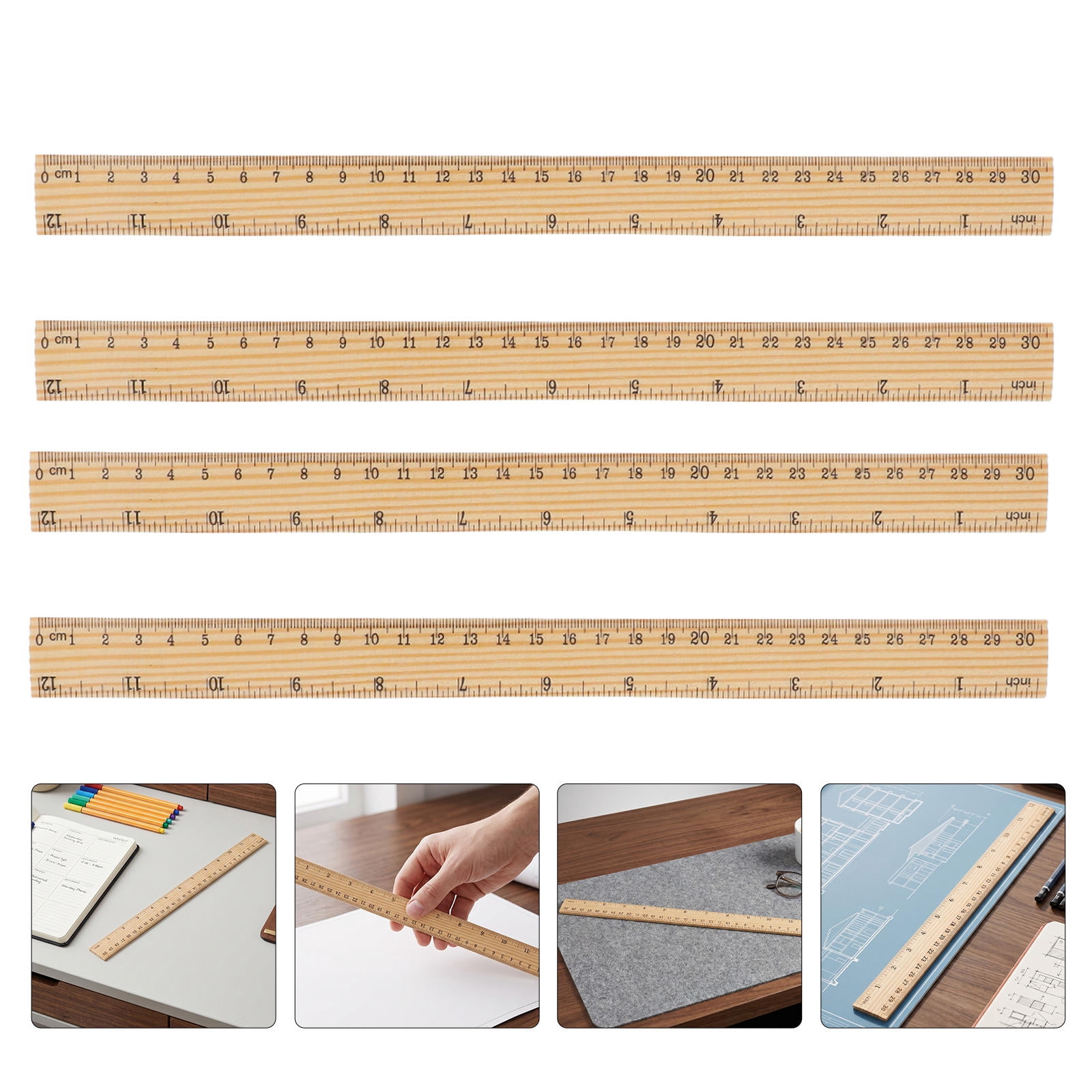 TABLZONE 50Pcs Student Stationery Wooden Rulers with Centimeters and ...