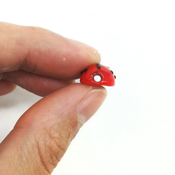 TABLZONE Ladybug Glass Bead Figurines DIY Craft Accessories Red Beads for Handmade Jewelry Making 50 Pieces