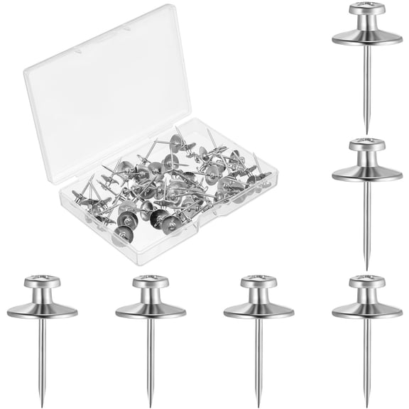TABLZONE 50Pcs Double Ended Picture Nails Zinc Alloy Thumb Tacks for Secure Hanging