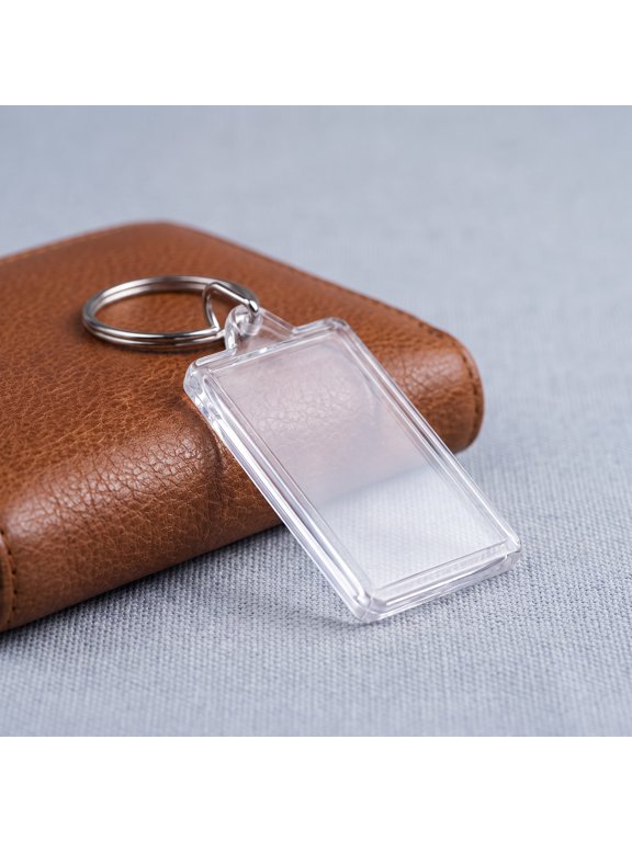 50Pcs Transparent Acrylic Keychain with Split Ring for Photo