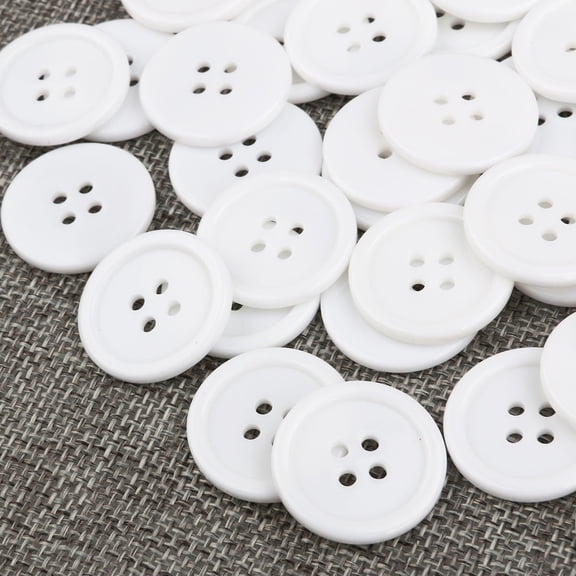 TABLZONE 50Pcs White Resin 4 Hole Buttons for Sewing Knitting Crafts and Embellishments