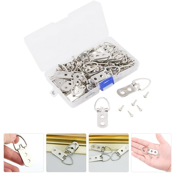 TABLZONE 50pcs Metal D Painting Hooks for Wall Hanging, Picture Frames, Office and Home Use