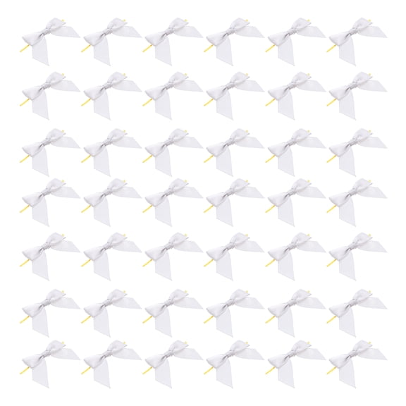 TABLZONE 50Pcs Small Satin Ribbon Bows Silver for Cake Decoration and DIY Craft Accessories