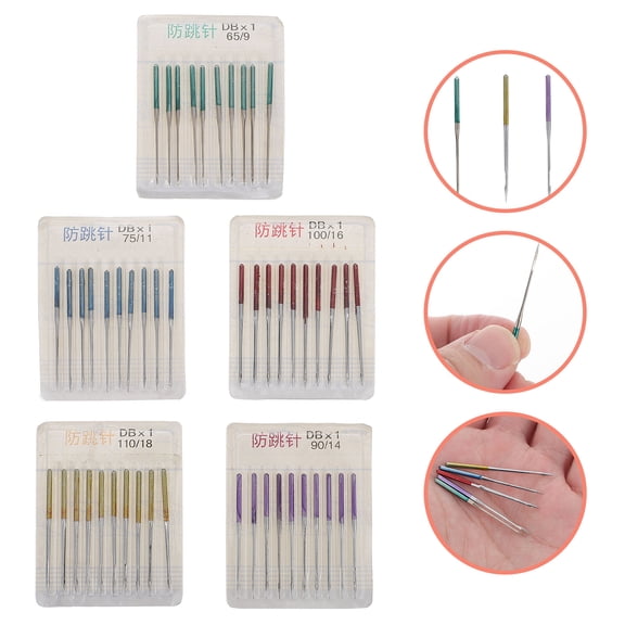 TABLZONE 50Pcs Durable Sewing Machine Needles Assorted Colors for Canvas Jersey Cloth