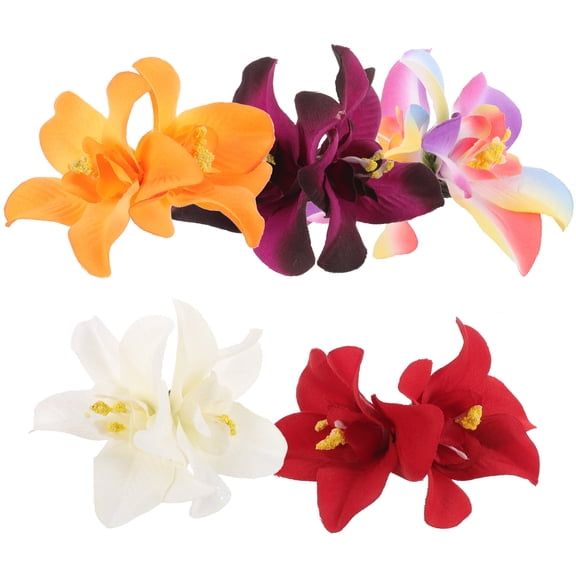 TABLZONE 5Pcs Hawaiian Artificial Flower Hair Clips Assorted Colors Decorative Hair Accessories