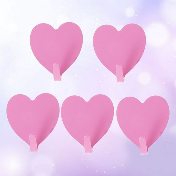 TABLZONE 5Pcs Heart Shape Seamless Design Hooks Stainless Steel Wall-mounted for Homeowners