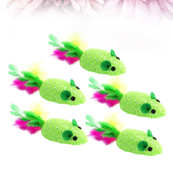 TABLZONE Set of 5 Green Cat and Mouse Toys for Indoor Play and Pet Stimulation