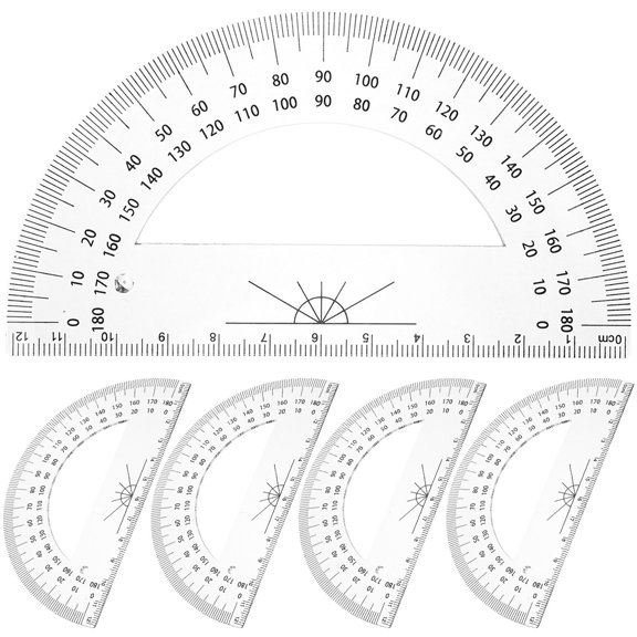 TABLZONE 5Pcs Plastic Protractors Bulk Set for Classroom Use Accurate and Easy to Carry