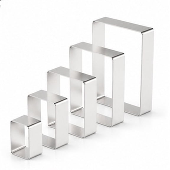 TABLZONE 5-Piece Rectangle Stainless Steel Cookie Cutters Set for Baking, Plated Molds