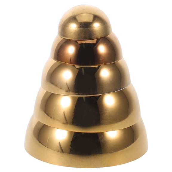 TABLZONE 5Pcs Polished Metal Half Sphere Garden Balls Hollow Reflective Stainless Steel Ornaments