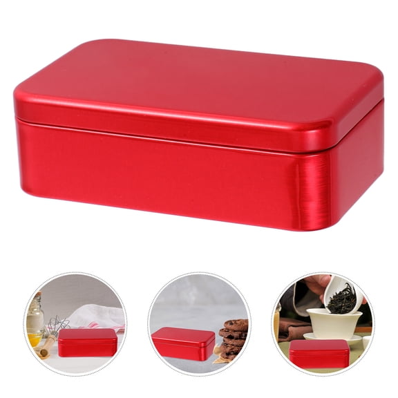 TABLZONE Red Metal Storage Tin Box Set of 5 with Lids for Home Organization and Storage